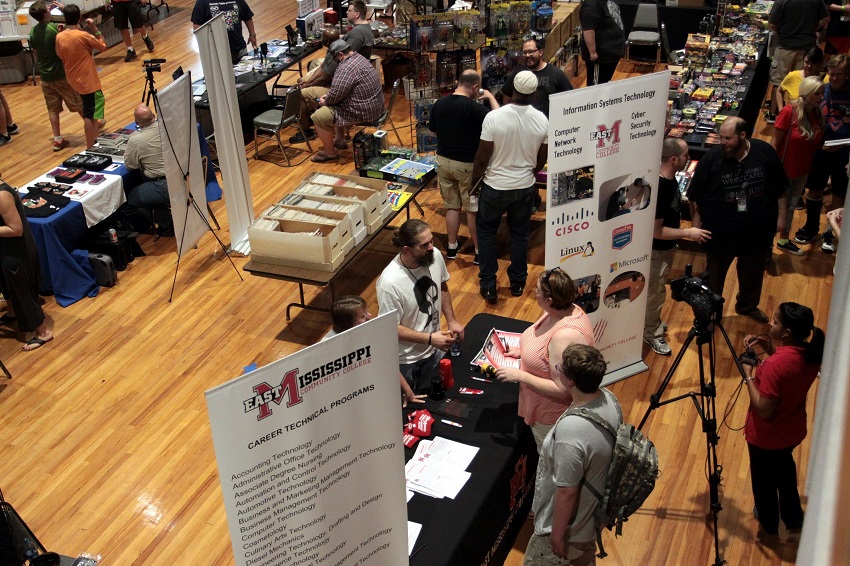 East Mississippi Community College’s Information Systems Technology Department is helping coordinate the Mississippi Band of Choctaw Indian’s first hackathon in July. Here, EMCC’s IST department co-sponsored the Golden Triangle Comic-Con in Columbus in August of last year. East Mississippi Community College’s Information Systems Technology Department is helping coordinate the Mississippi Band of Choctaw Indian’s first hackathon in July. Here, EMCC’s IST department co-sponsored the Golden Triangle Comic-Con in Columbus in August of last year.